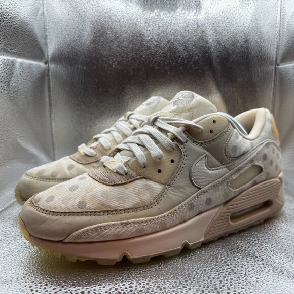 Size 11 Nike Air Max 90 Womens Beige Shimmer Polka‎ Dot Sneakers CZ1929-200 - Picture 6 of 11